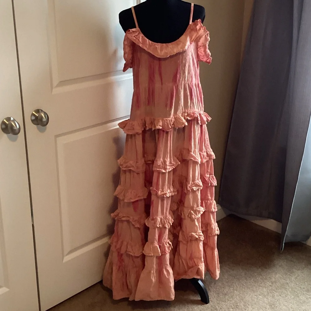 Pink Ruffled Maxi Dress - Picture 1 of 7